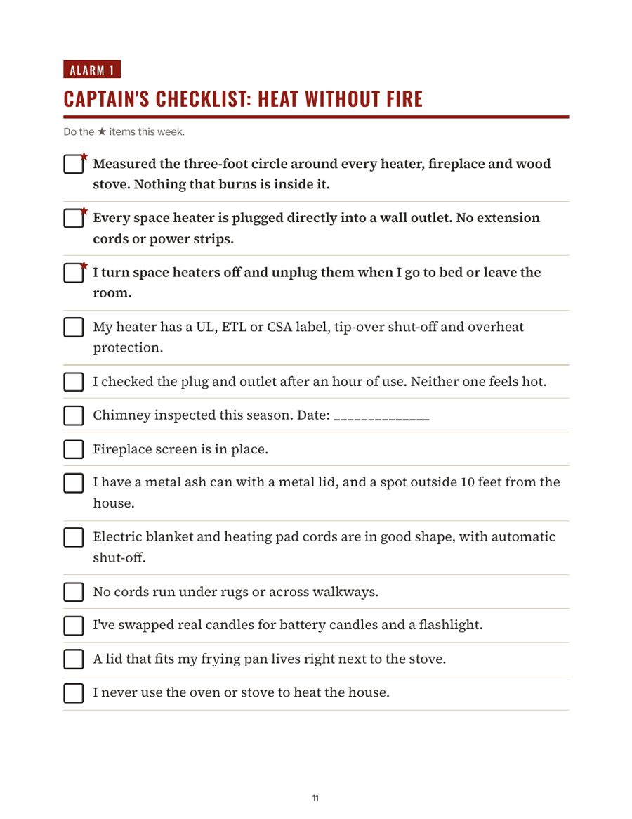 Captain's checklist page